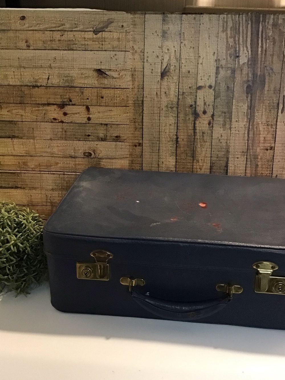Vintage Blue Soft Sided Suitcase England